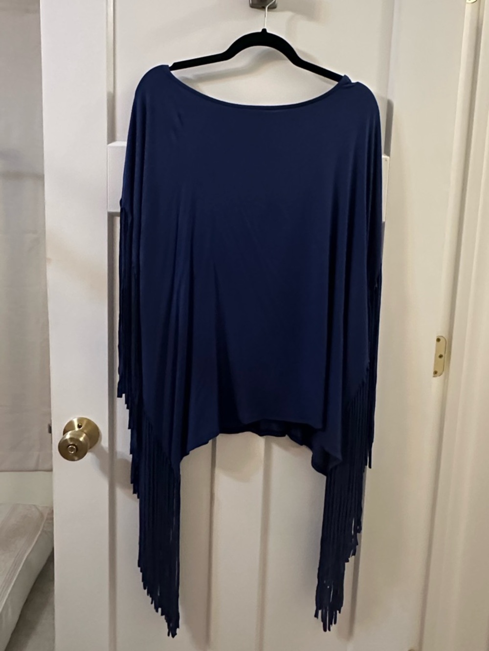 Three Bird Nest Royal Blue casual fringe Top oversized soft material